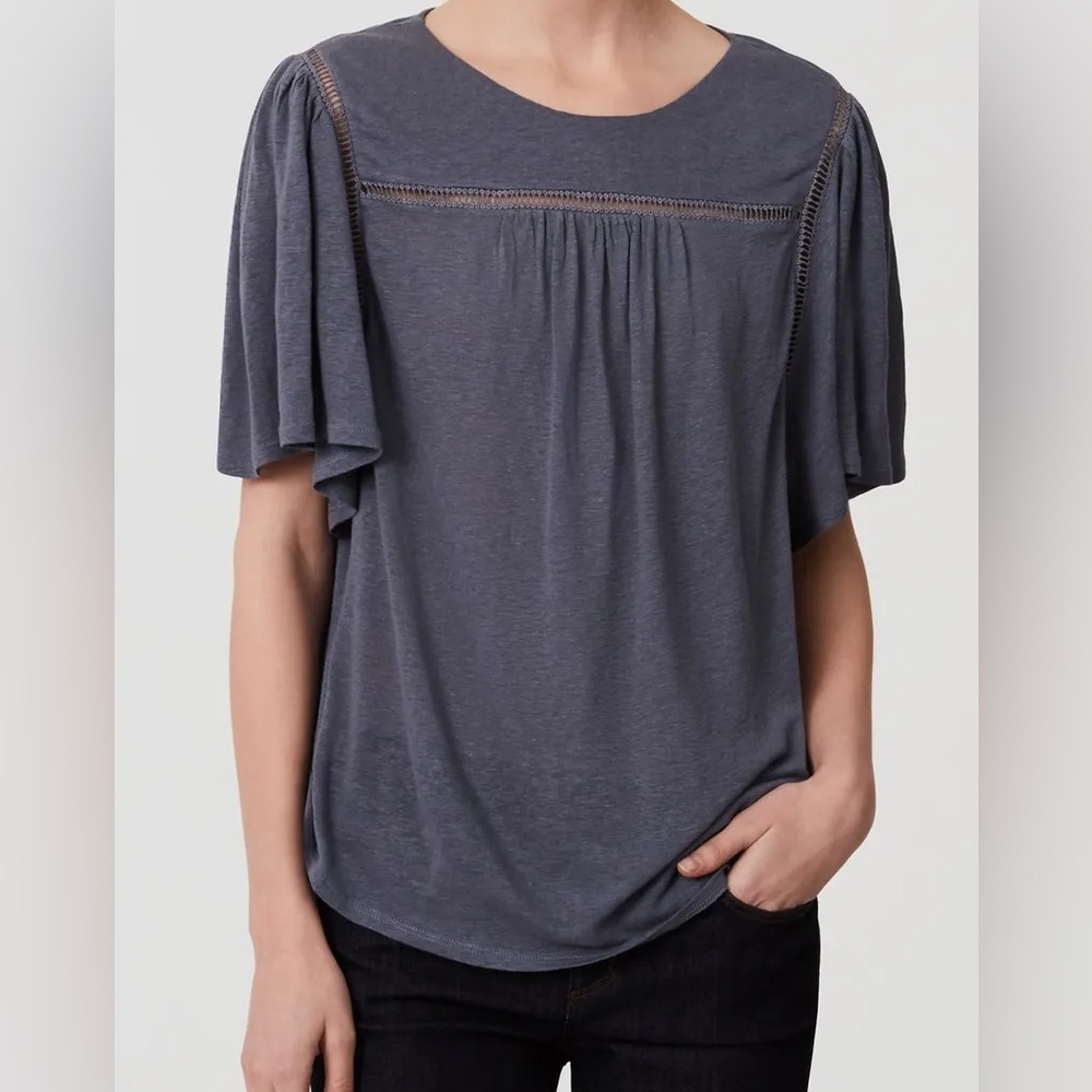Loft | Dark Grey Cutout Lace Swing Top
